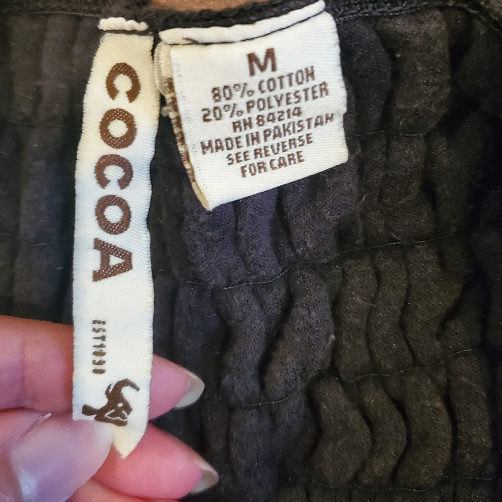 Black Terrycloth Swim Cover Up By Cocoa Medium - Picture 3 of 7